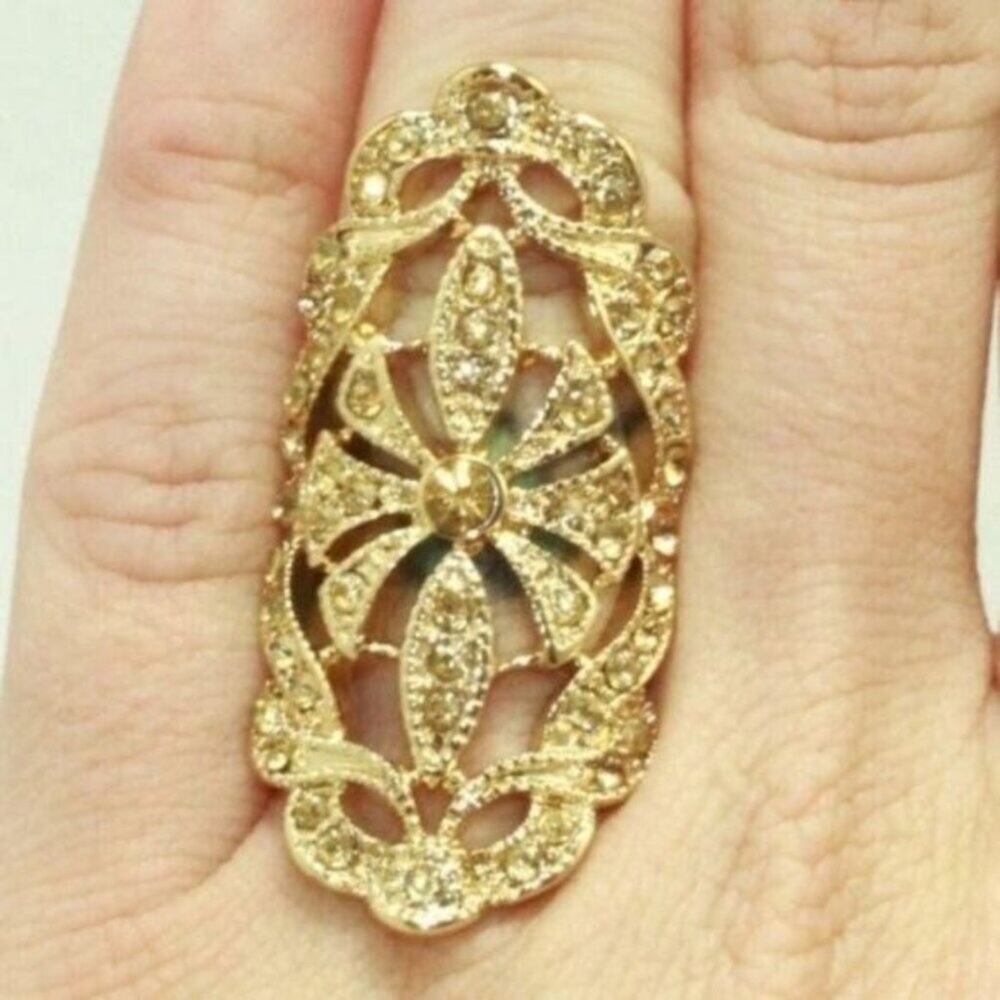 Anthropologie Lydell Statement Ring 6 Yellow Gold New with Tags Yellow Gold Plat